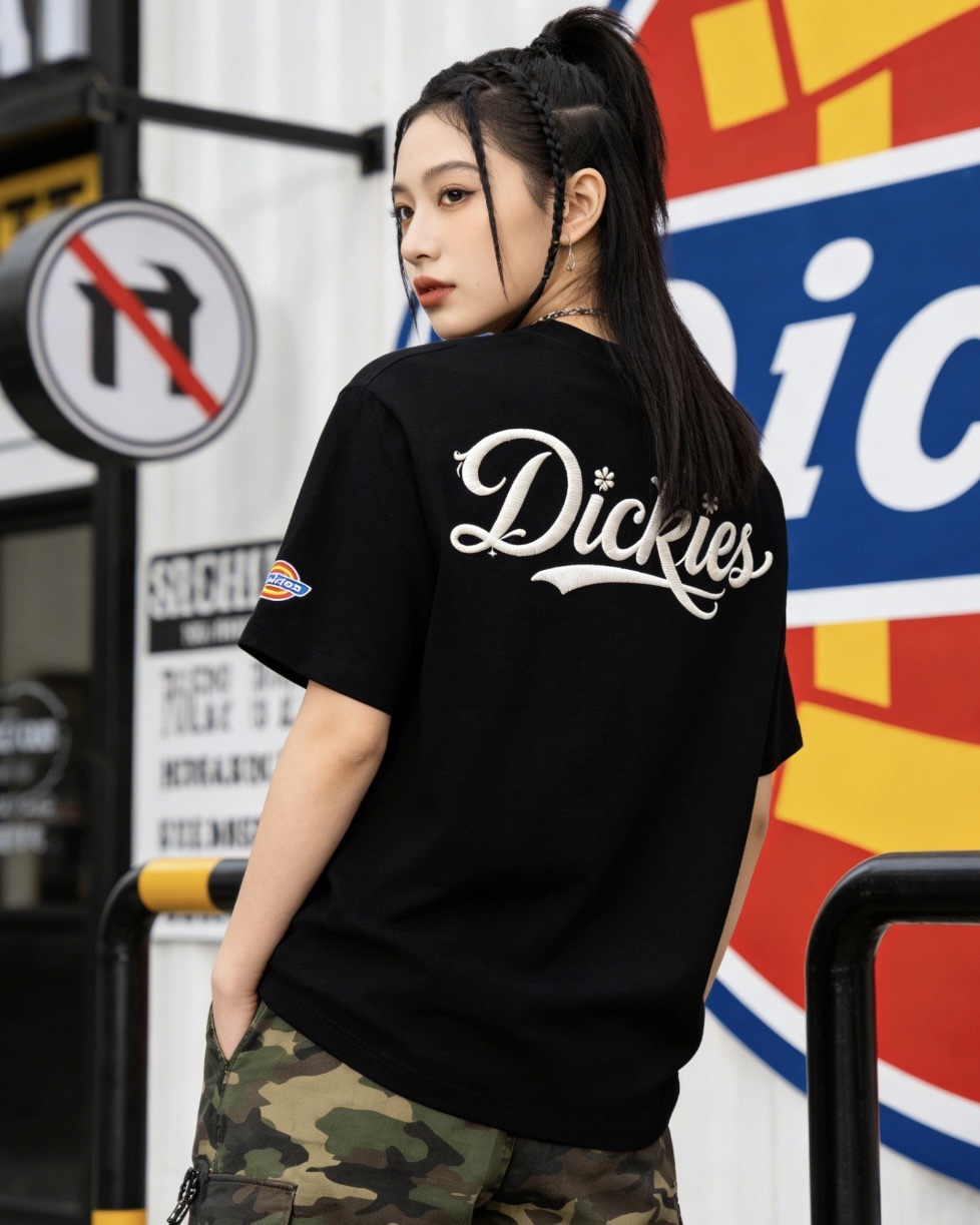 #預購 Dickies 美式復古 重磅純棉 花卉草寫刺繡 圓領短踢 五色
