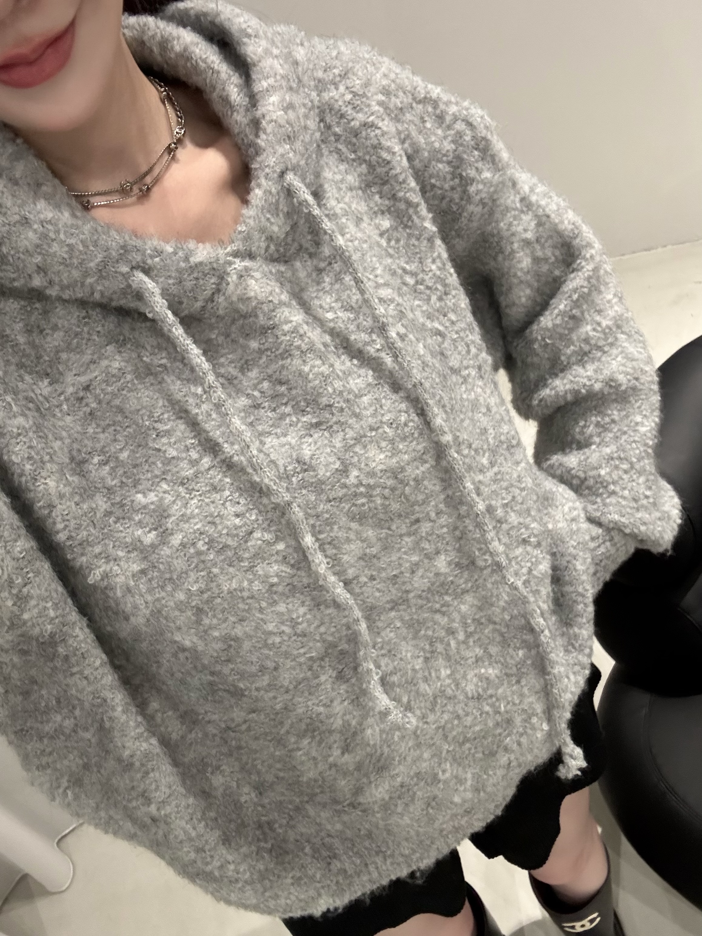 （現貨）#AH53 QQ毛連帽上衣(灰/藍/杏/卡其)