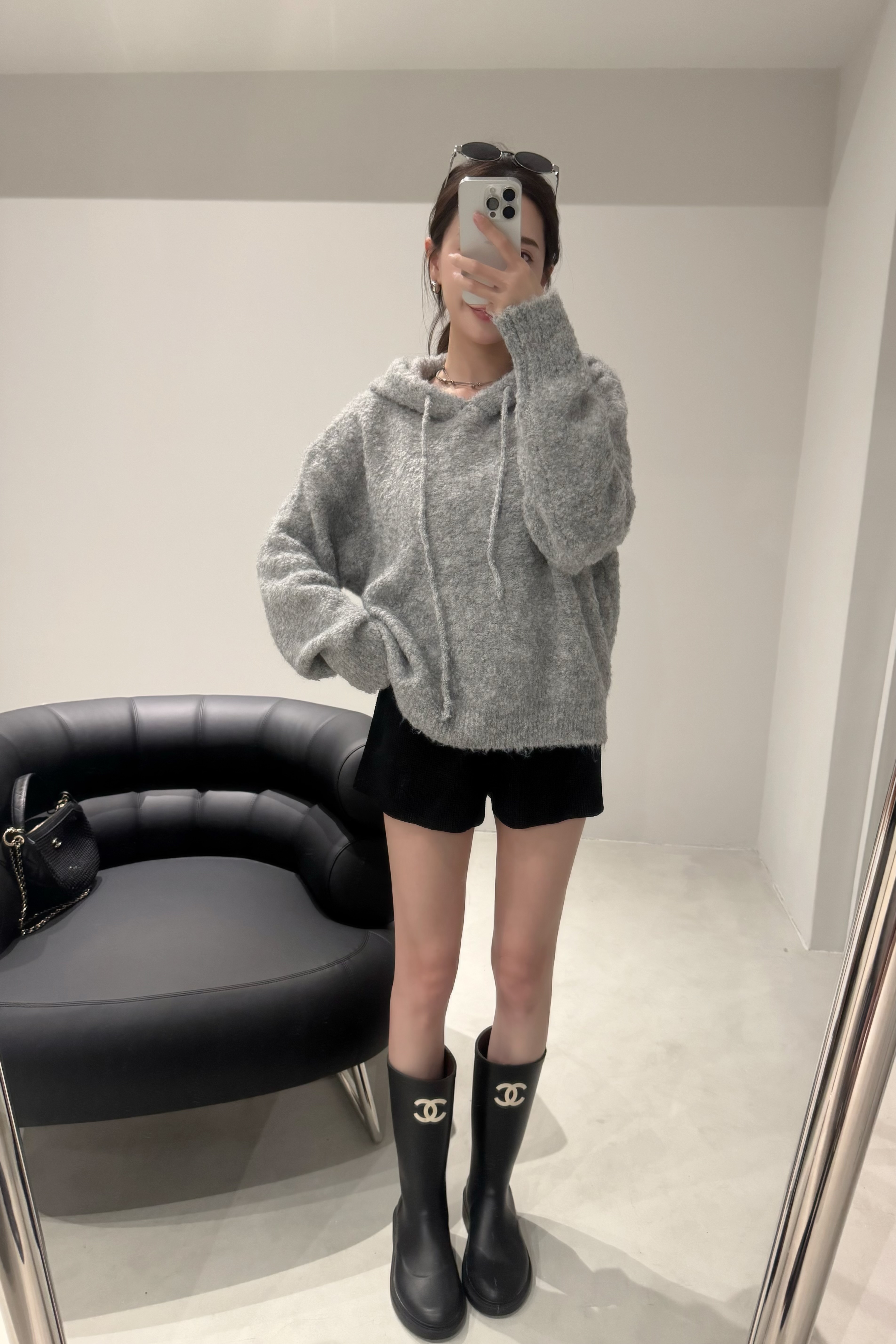 （現貨）#AH53 QQ毛連帽上衣(灰/藍/杏/卡其)
