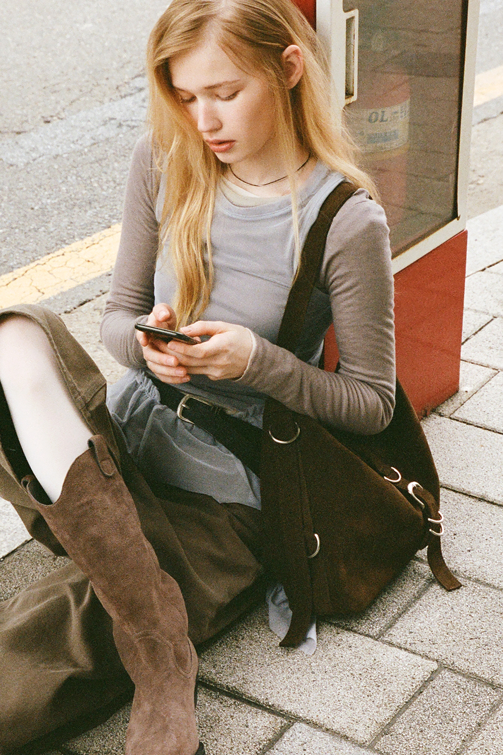 KHIHO DIDI BELTED BIG BAG(2-WAY) SUEDE