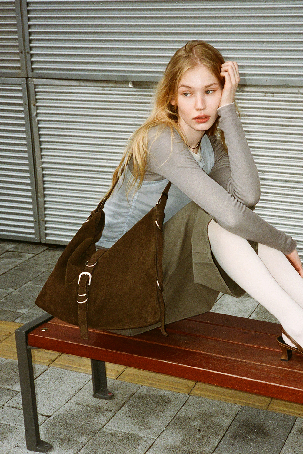 KHIHO DIDI BELTED BIG BAG(2-WAY) SUEDE