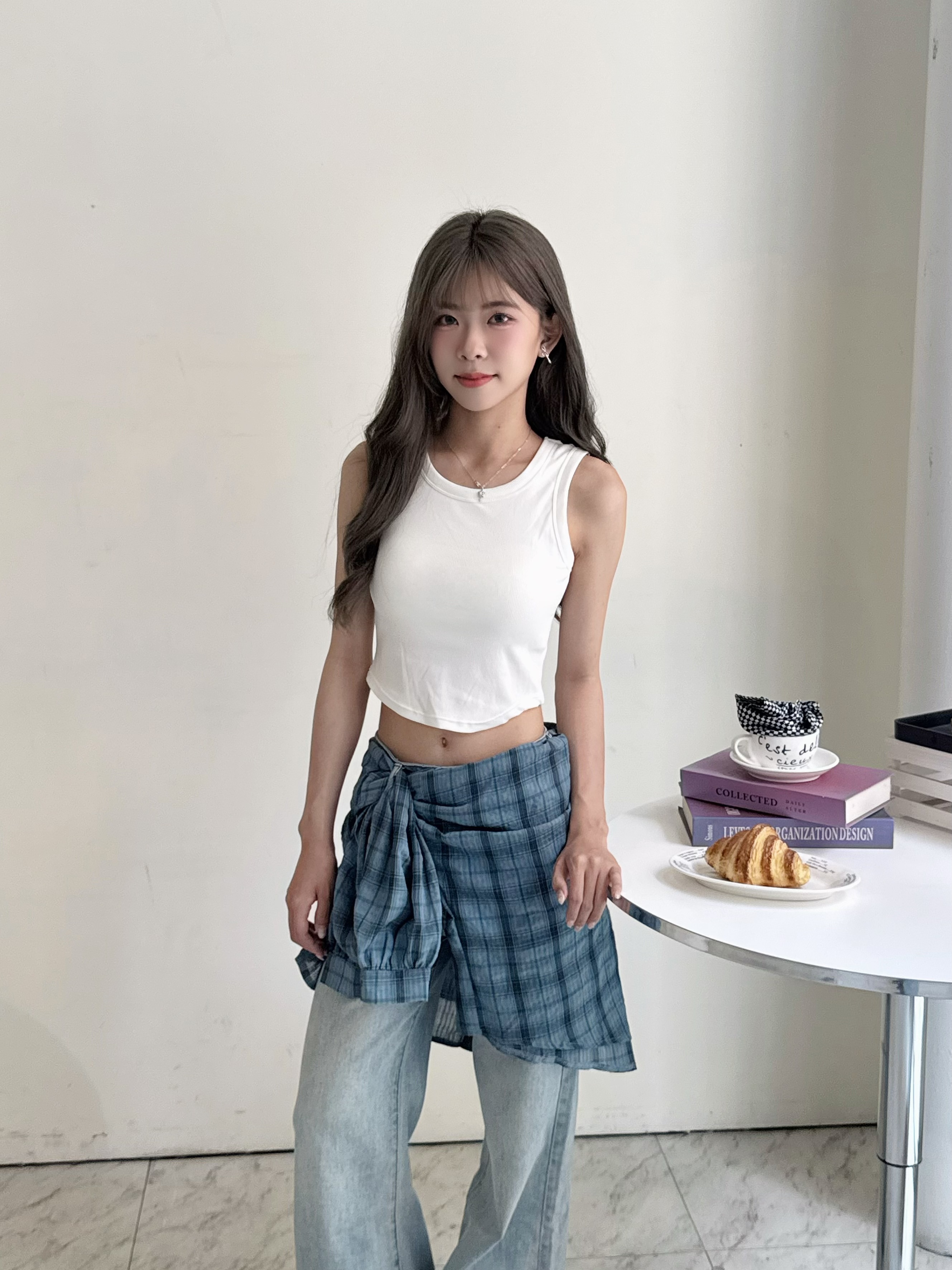 下襬圓弧坦克帶胸墊背心-0603