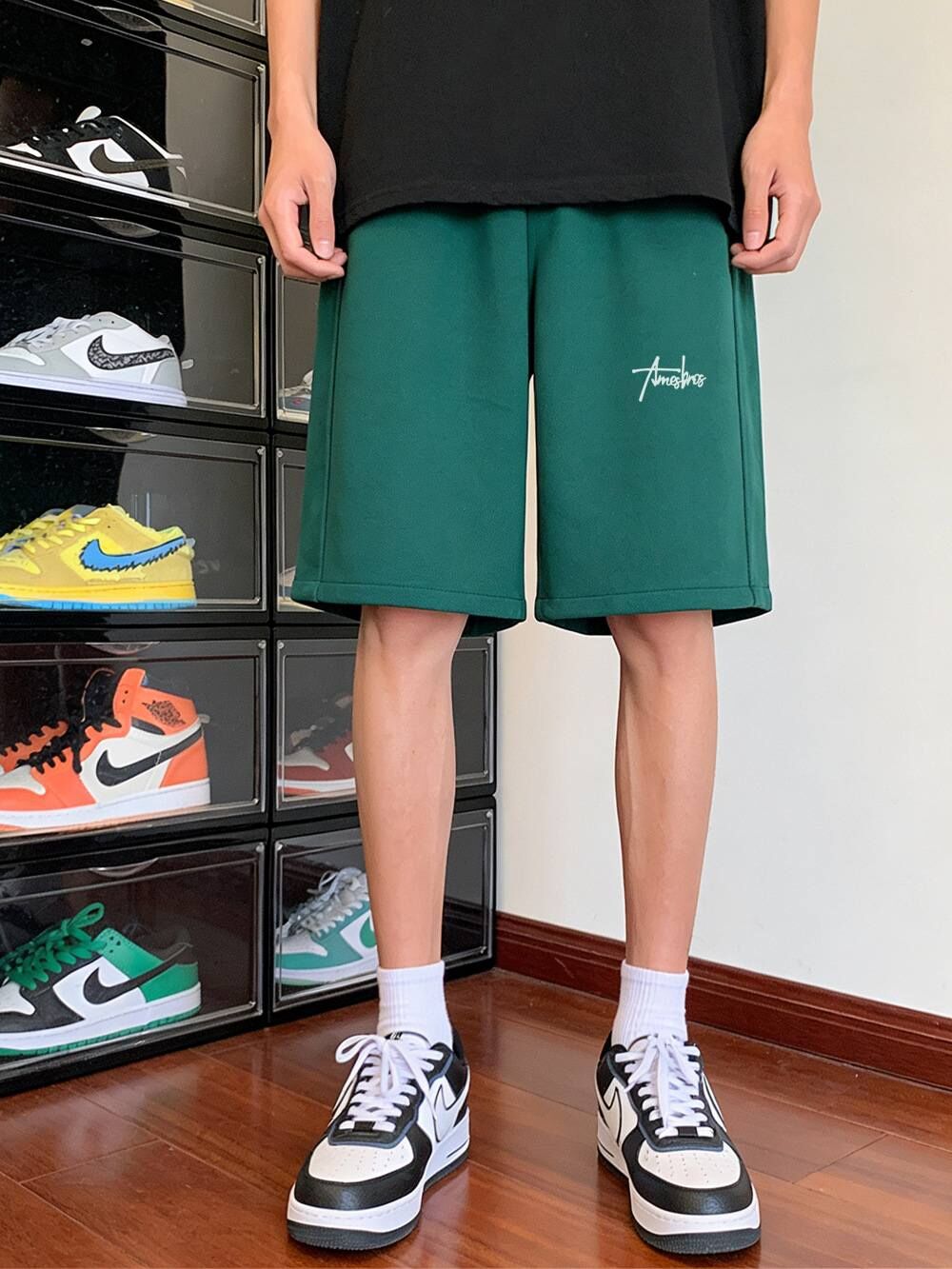 寬鬆休閒字母五分褲