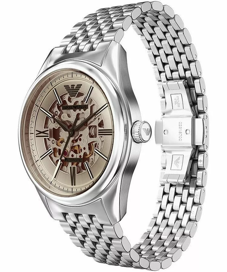 萬年鐘錶 - ARMANI  精品腕錶   經典透視錶面機械不鏽鋼錶帶男錶 AR60095  錶徑43MM