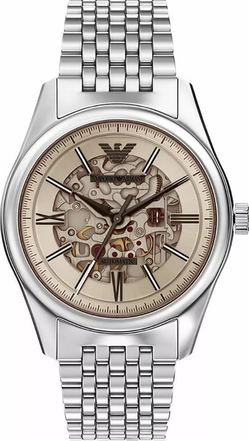 萬年鐘錶 - ARMANI  精品腕錶   經典透視錶面機械不鏽鋼錶帶男錶 AR60095  錶徑43MM