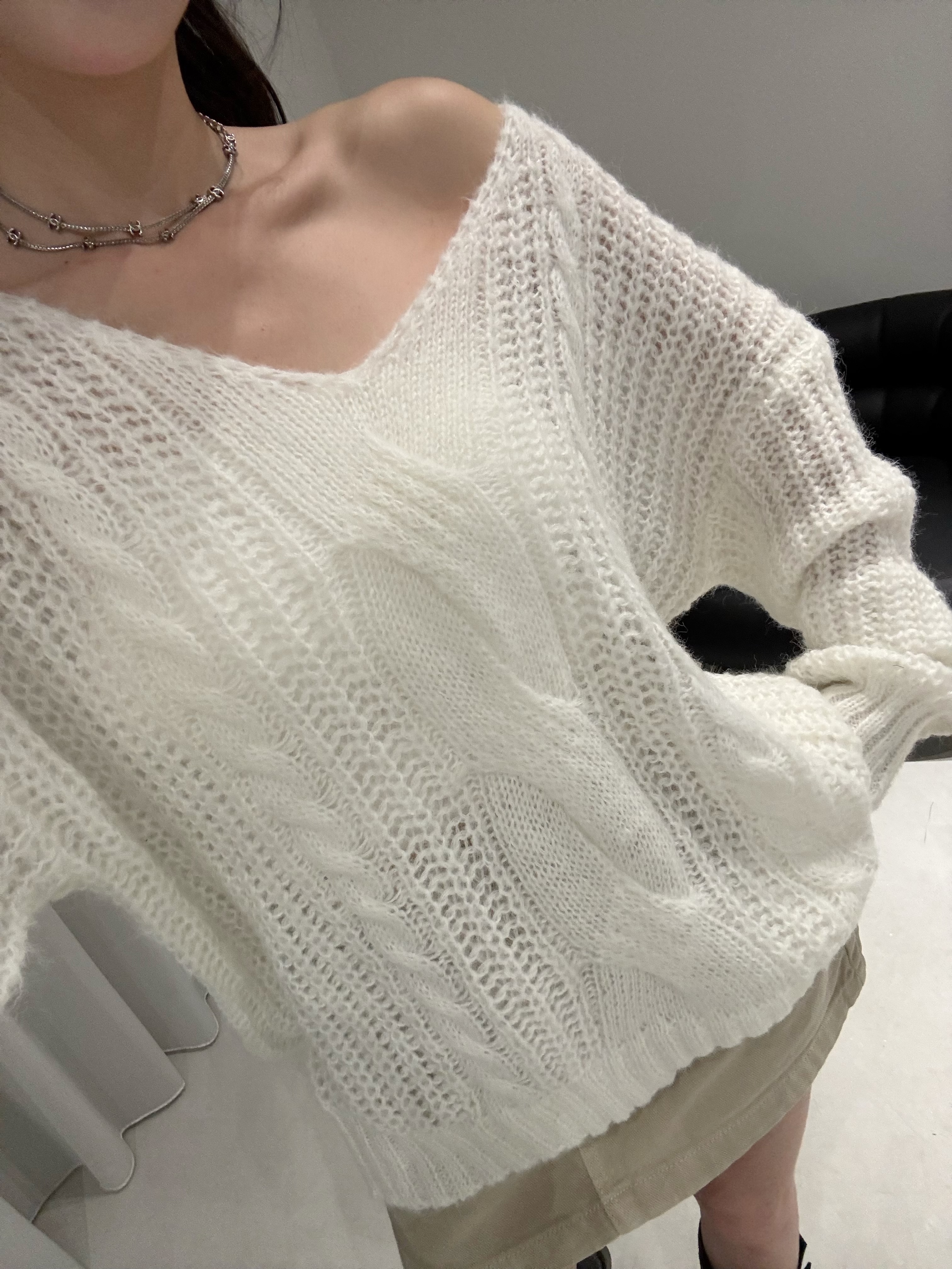 (現貨)#Z21 慵懶麻花毛衣(白/灰/卡其)