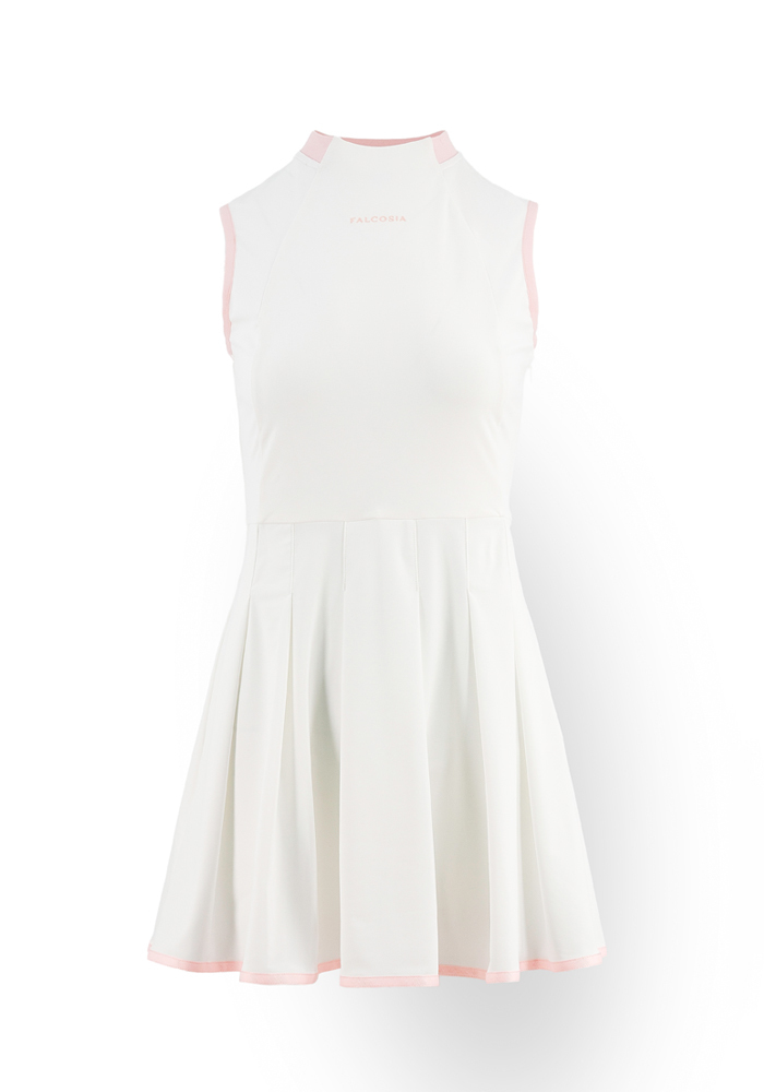 輕紗拼接透氣洋裝-假期白