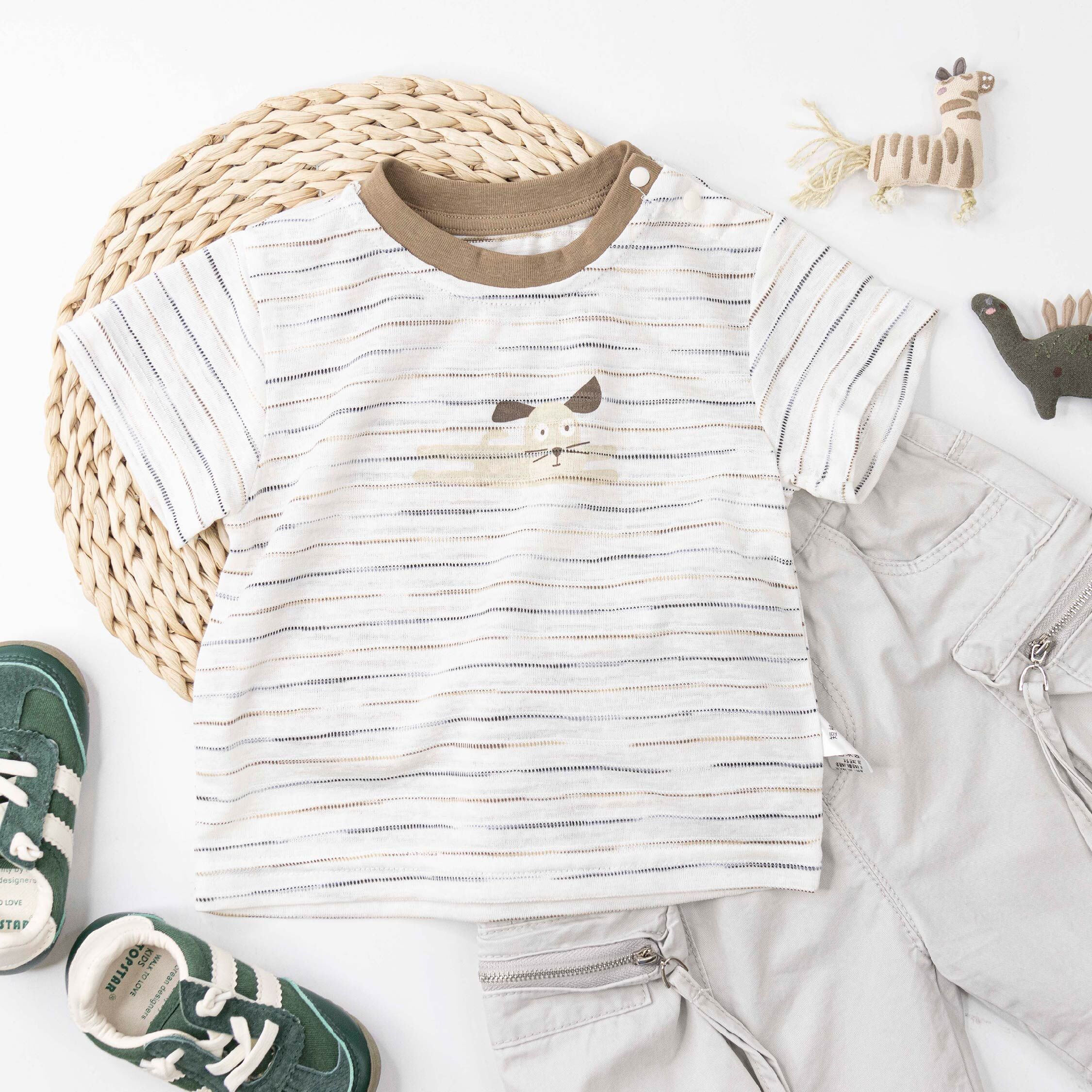 逗趣狗狗條紋上衣 (H60032)