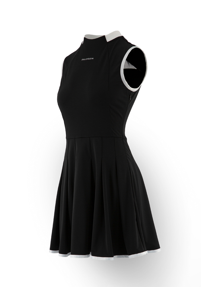 輕紗拼接透氣洋裝-星空黑