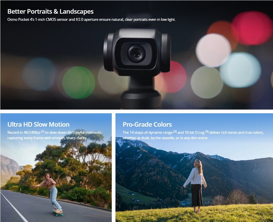 DJI Osmo Pocket 4 1″ CMOS Pocket Gimbal Camera