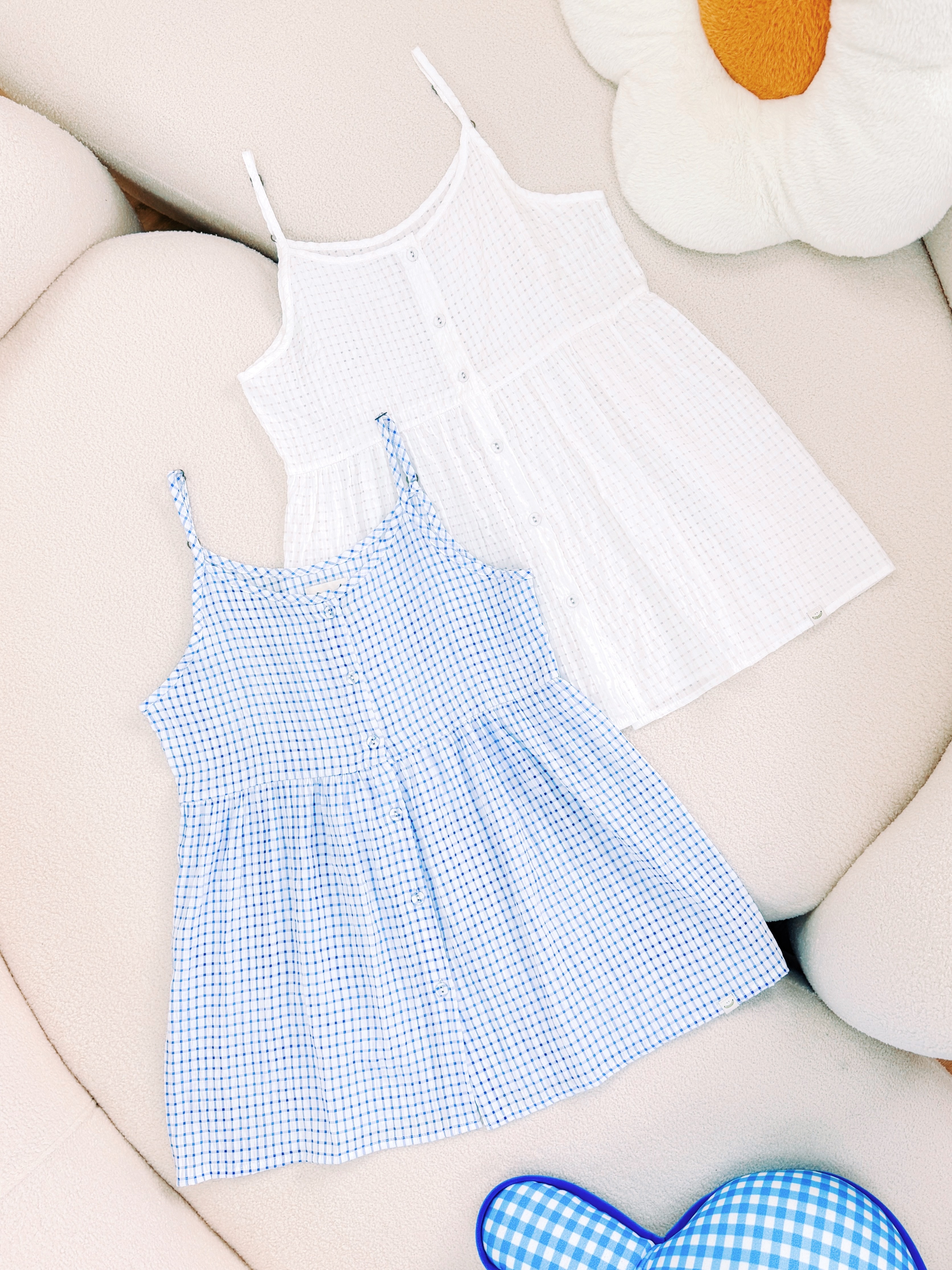 兩色 / 微透格子中長款馬甲 / Semi-Sheer Plaid Layering Longline Cami