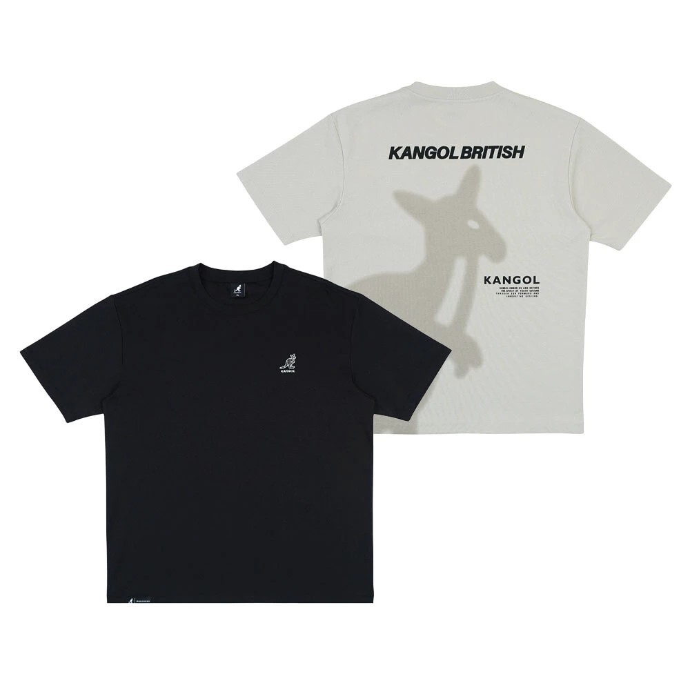 男女款 KANGOL TEE 黑色 淺灰色 英國 袋鼠 印花 中性 落肩 袋鼠 影子 短T【66251006】