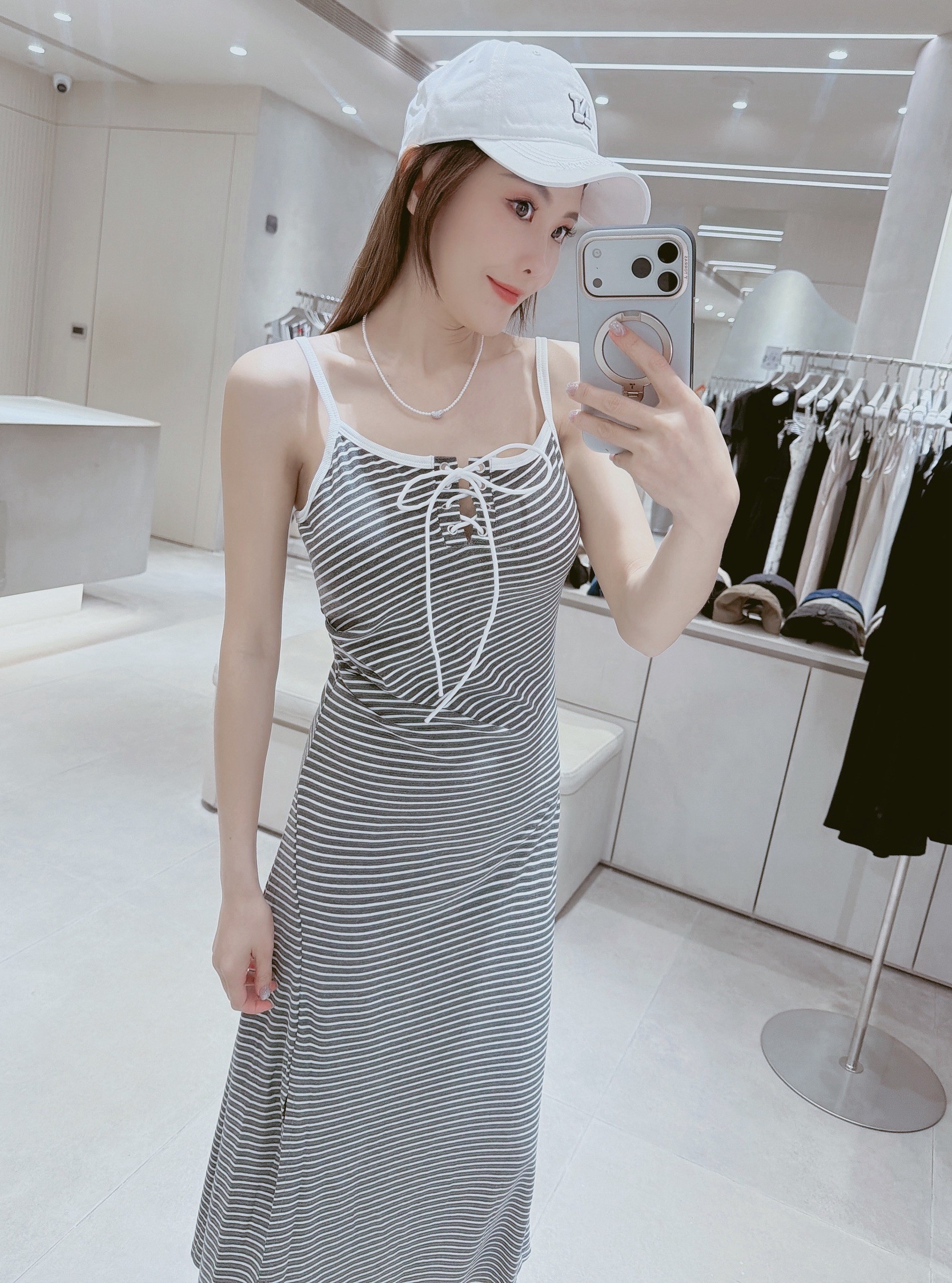 前綁側皺開岔罩杯背心長洋