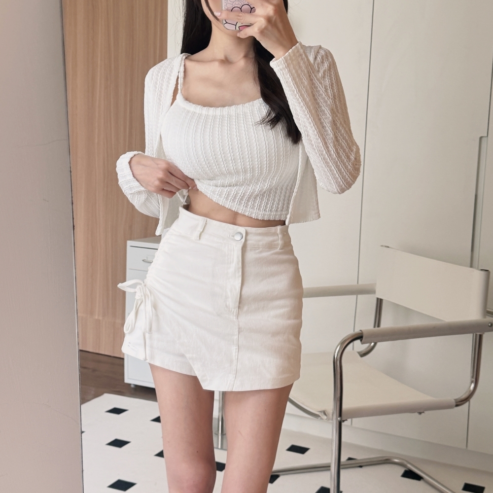 【全員自留】DOMISS側抽繩造型短褲裙-2色(S-L) 短裙 短褲 褲裙 (現+預)