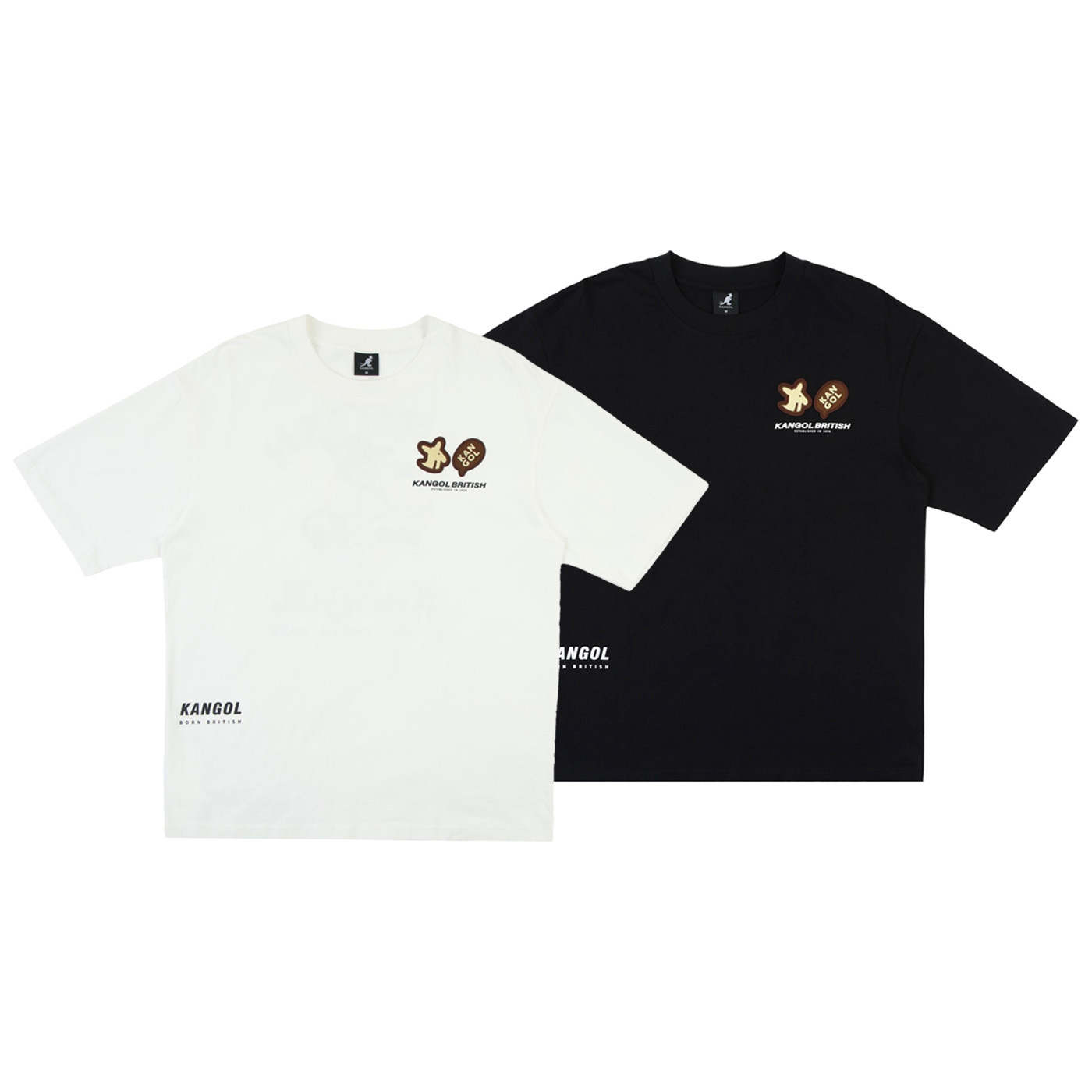 男女款 KANGOL TEE 黑色 白色 英國 袋鼠 中性 落肩 袋鼠 滑板 短T【66251009】