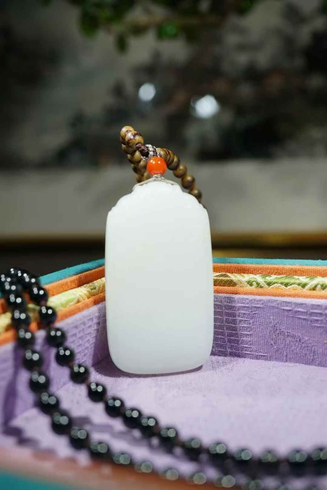 41077 和田玉羊脂白玉平安牌