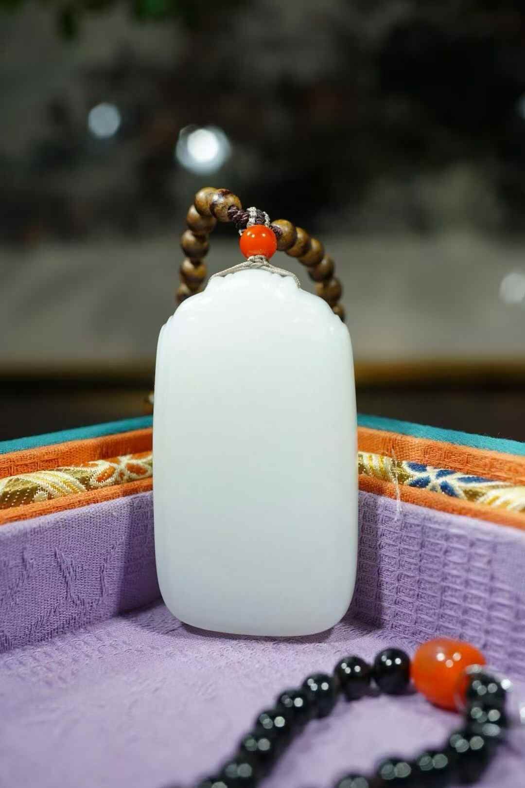 41077 和田玉羊脂白玉平安牌