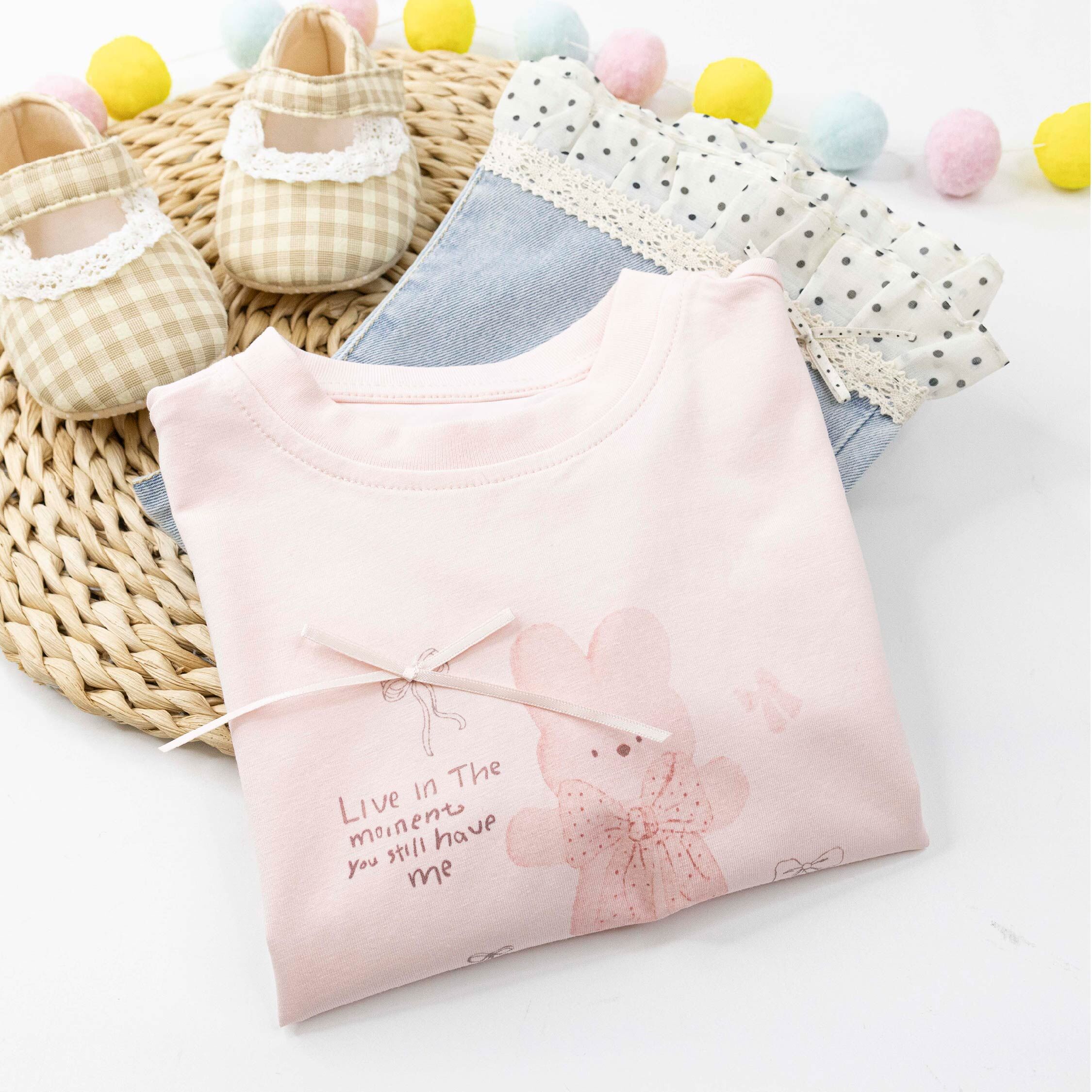 粉嫩兔兔花苞袖上衣 (H60038)