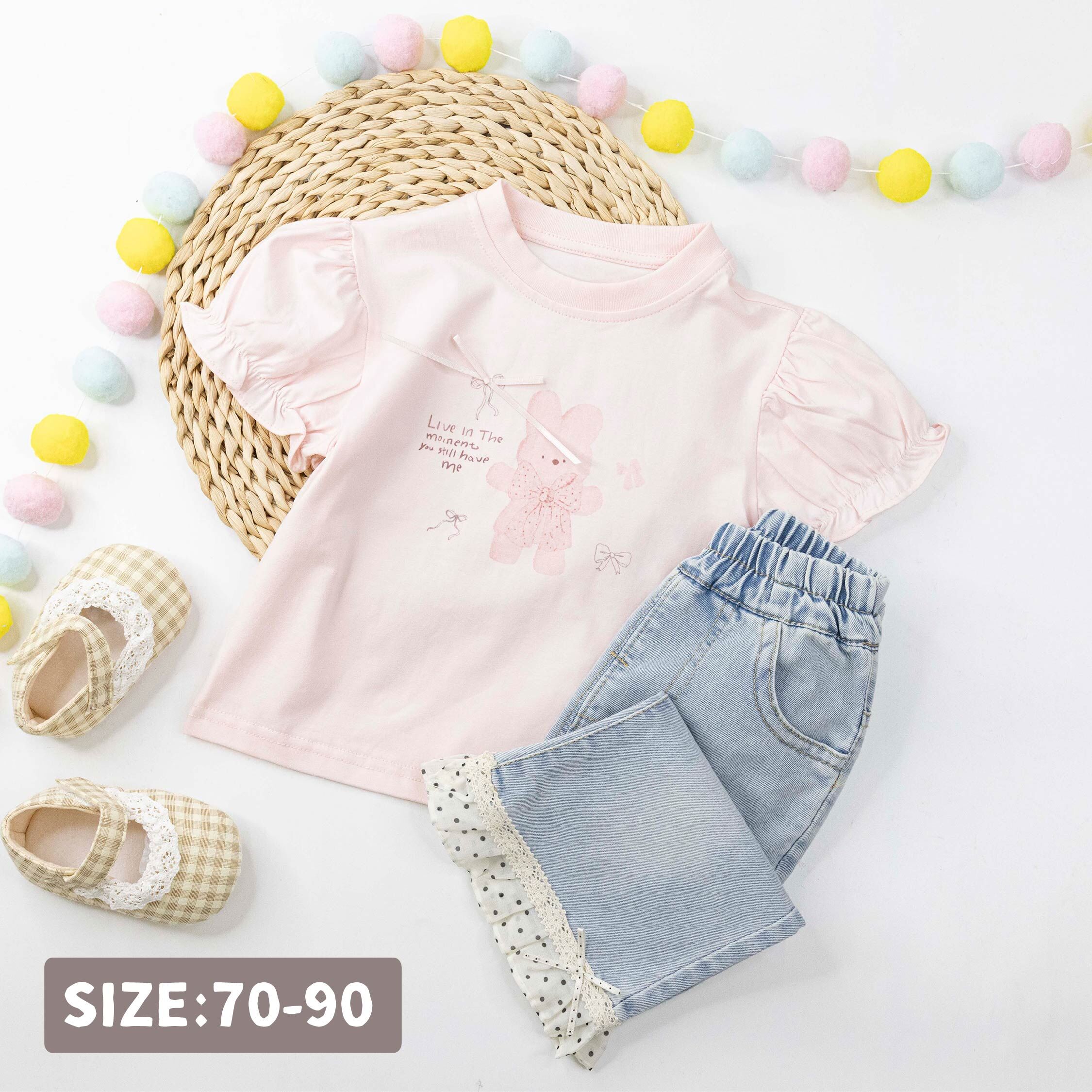 粉嫩兔兔花苞袖上衣 (H60038)