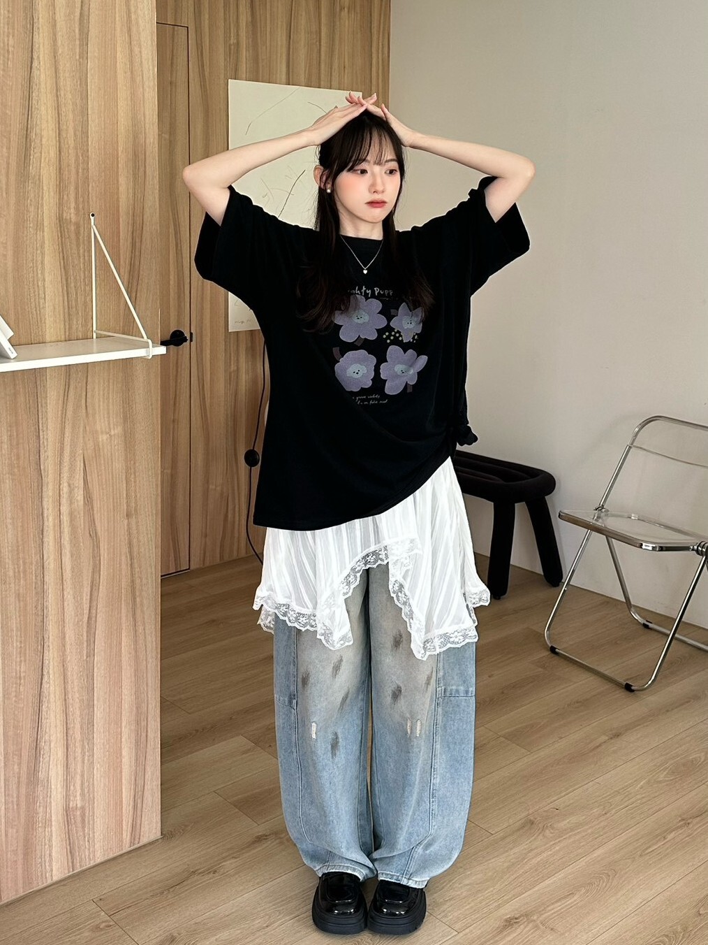 Color Pieces🦴小狗花印刷大tee