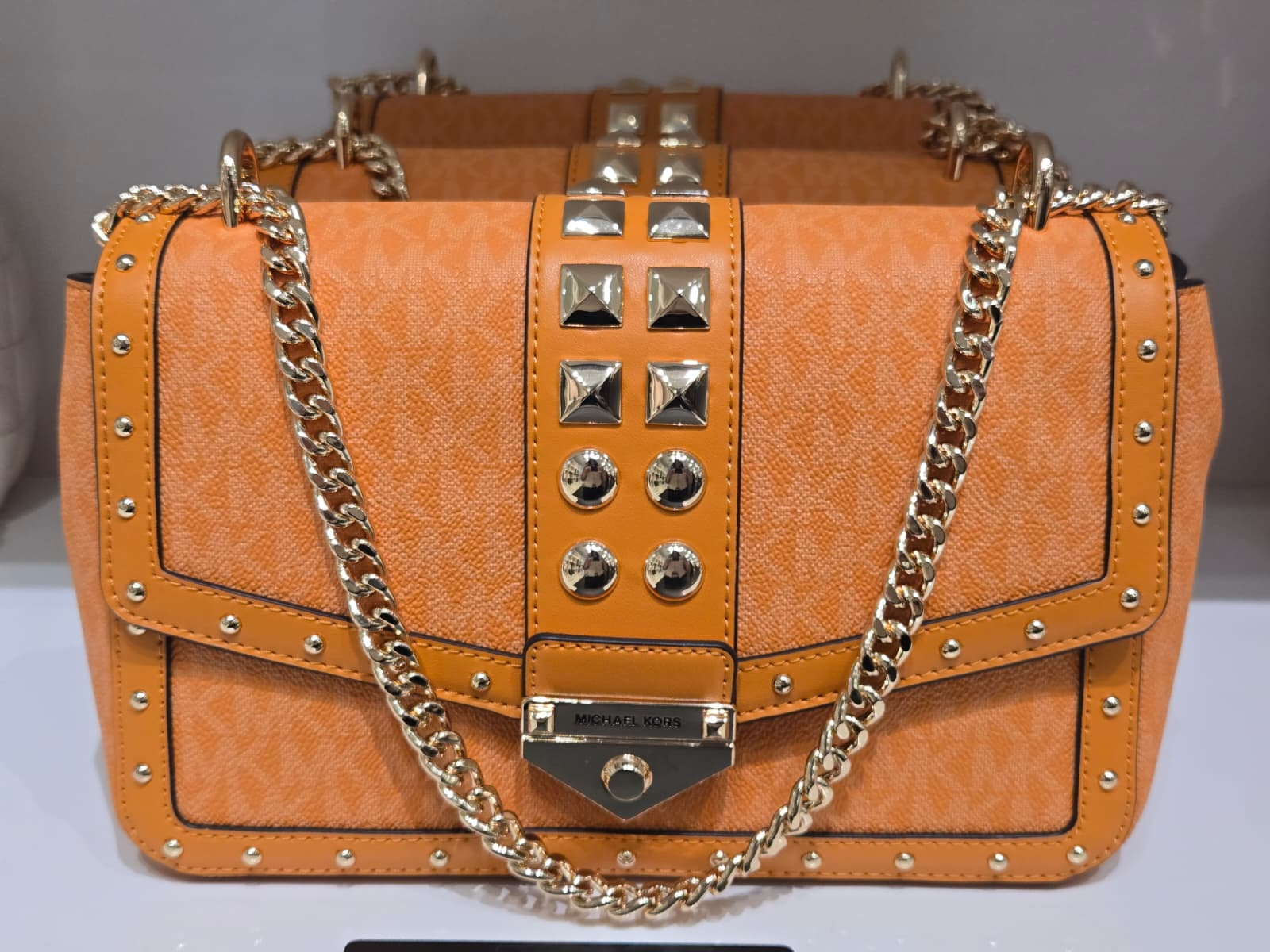 【預購】Michael Kors H042102 鉚釘裝飾老花鏈條包