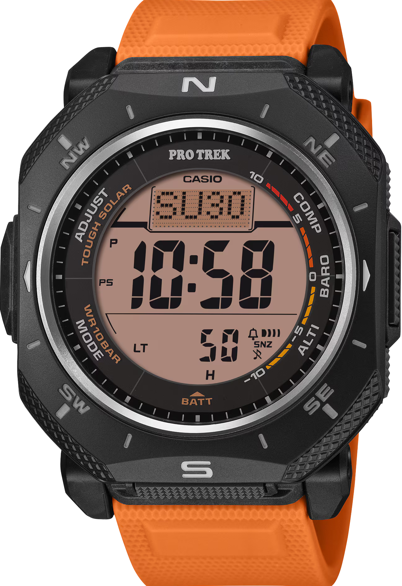 萬年鐘錶 - CASIO 卡西歐 PRO TREK 數位極致戶外太陽能電子運動登山錶 PRG-69-4 錶徑 : 46.4mm