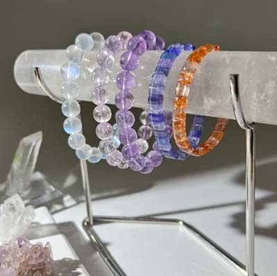 果石嚴選淨化好物 - 白水晶手串架淨化組合