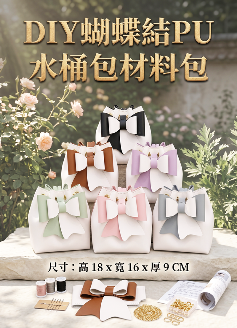 DIY蝴蝶結PU水桶包材料包 AD2620-B