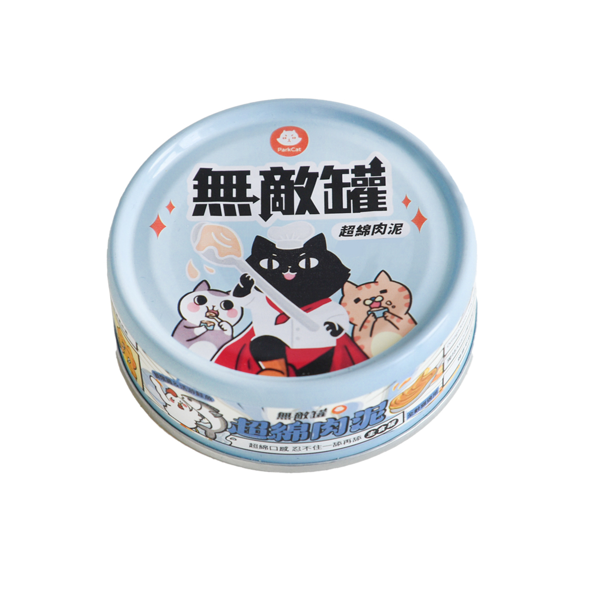 台灣 無敵貓 ParkCat 無敵罐「超綿肉泥」主食罐 - 鮮燉雞+活游鮭魚 (口腔保健) 80g (任選6罐$129)