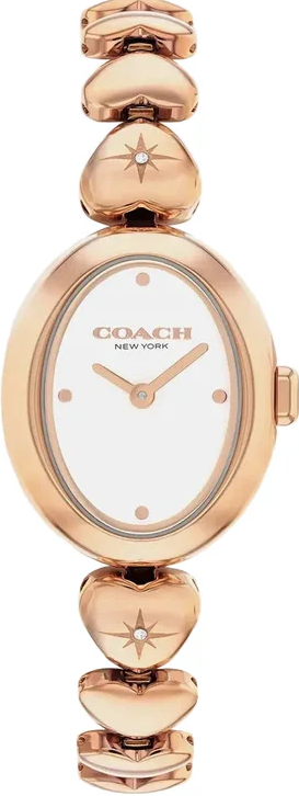 萬年鐘錶 - COACH錶  玫瑰金橢圓白面魅力優雅女錶 14504640 錶徑22.5MM