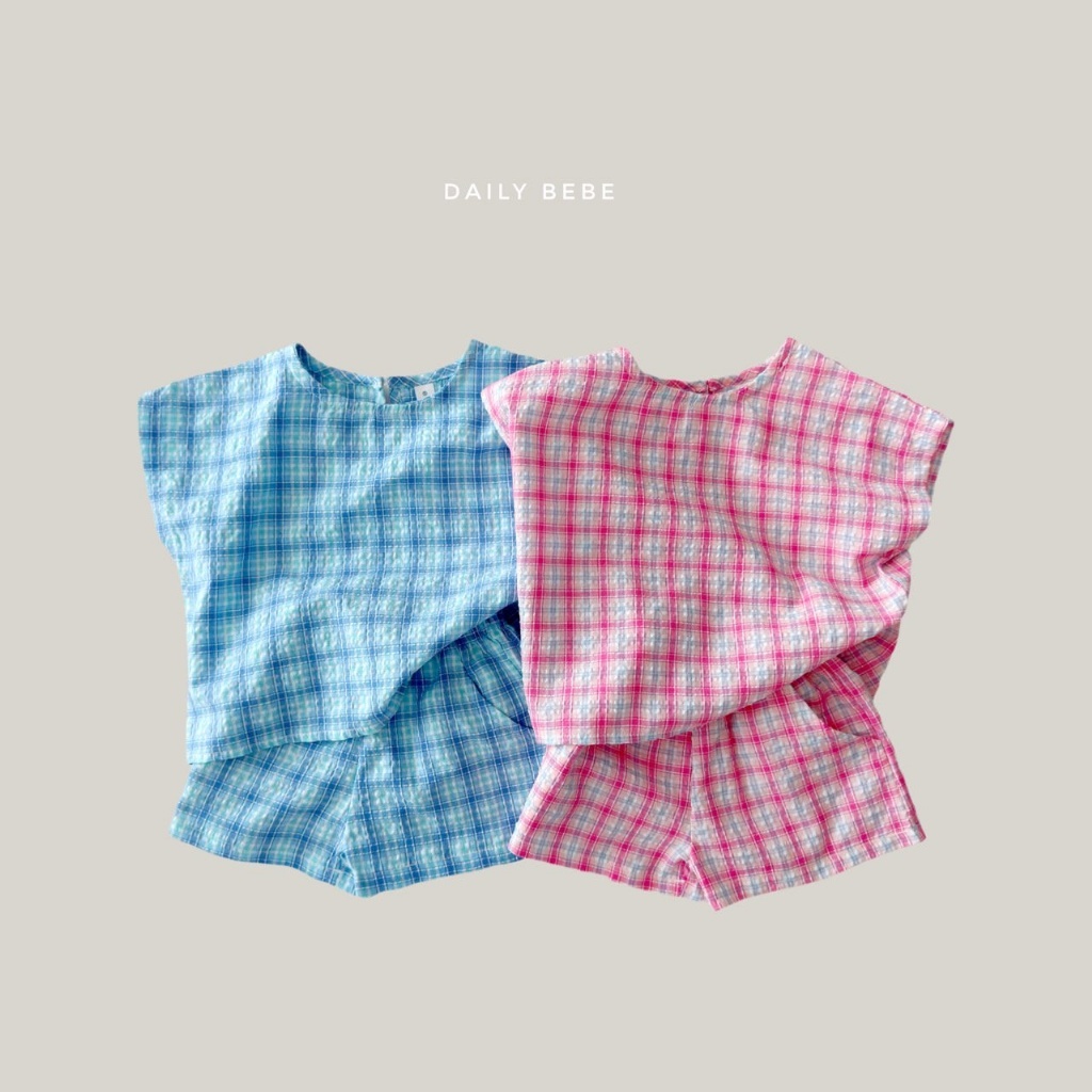 正韓夏Daily Bebe 兩色漸層方格背心套裝