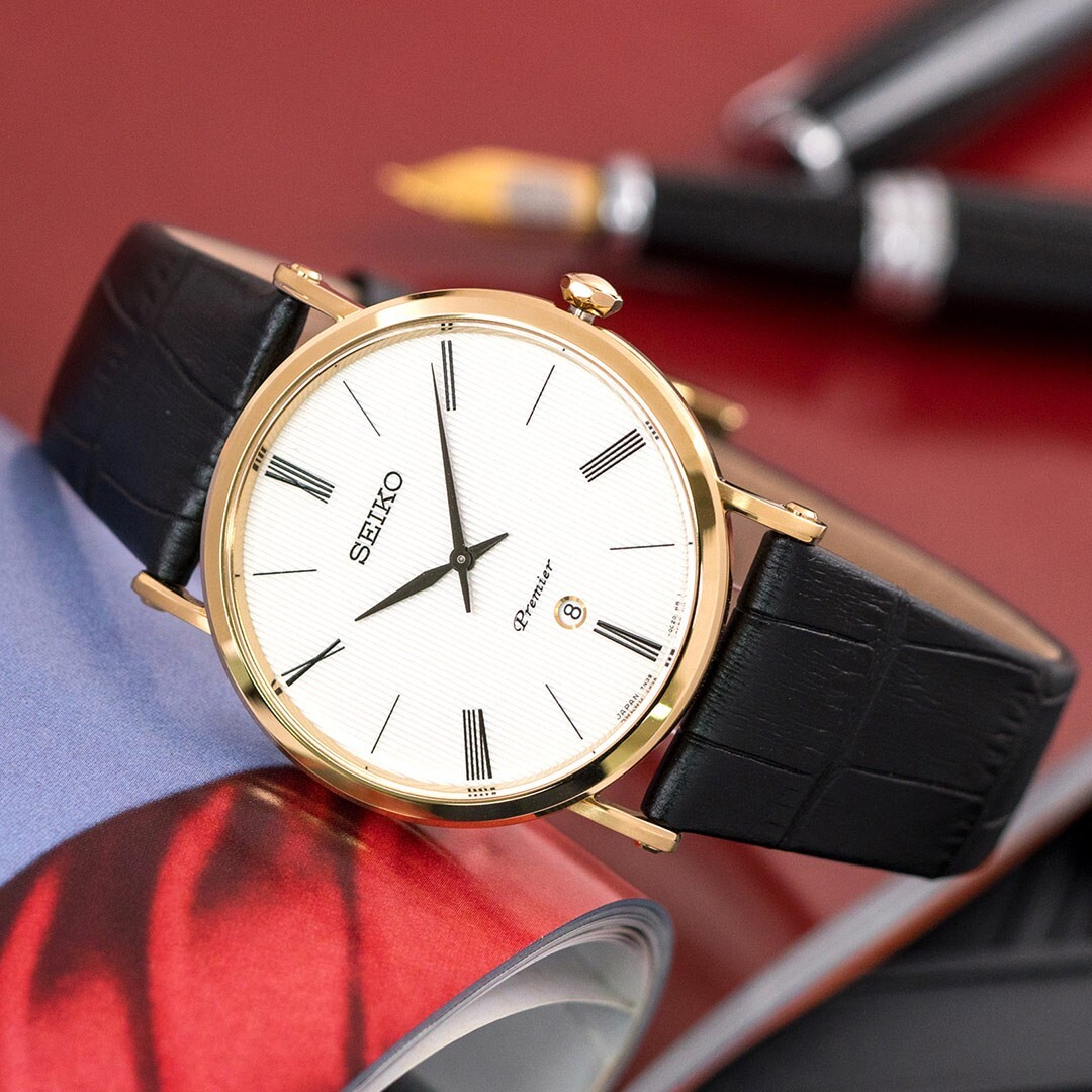 【SEIKO 日本精工】Premier系列 薄型 石英 牛皮錶帶 男士 SKP396J1