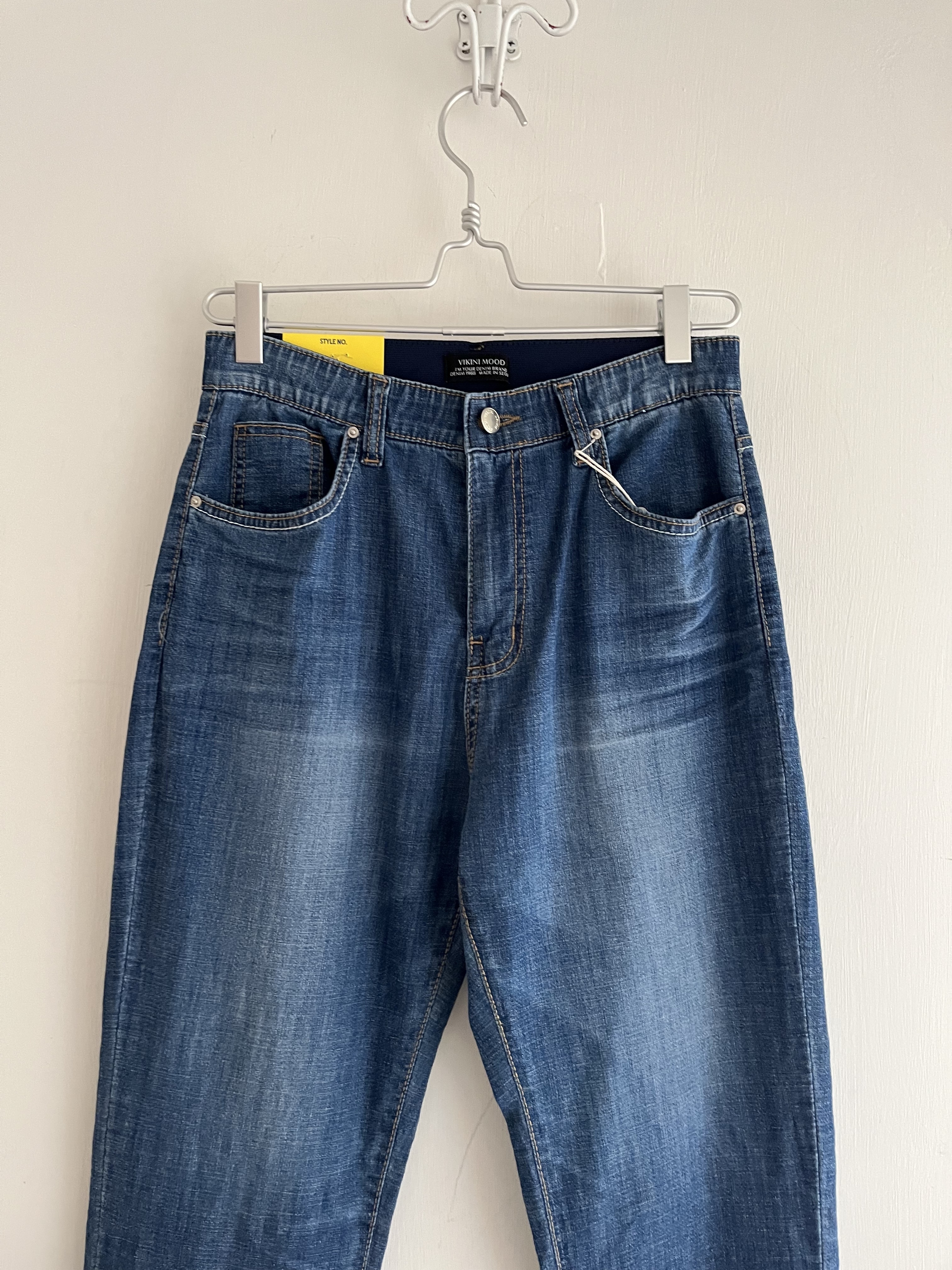 韓國製VIKINI MOOD藍色薄料橡筋腰牛仔褲