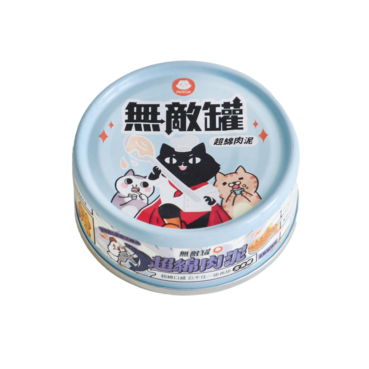 台灣 無敵貓 ParkCat 無敵罐「超綿肉泥」主食罐 - 鮮燉雞+鮮撈活鱸魚 (泌尿道保健) 80g (任選6罐$129)