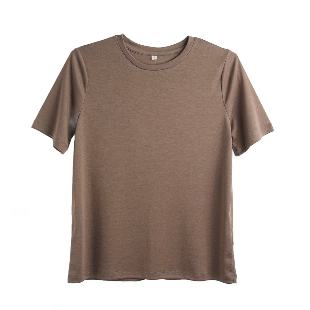 女裝 圓領短袖上衣 咖啡
