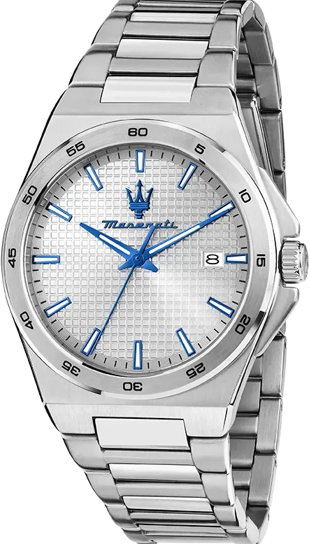 MASERATI 瑪莎拉蒂  銀色錶盤藍色指針奢華高調石英男錶 RR8853153006 錶徑: 40MM