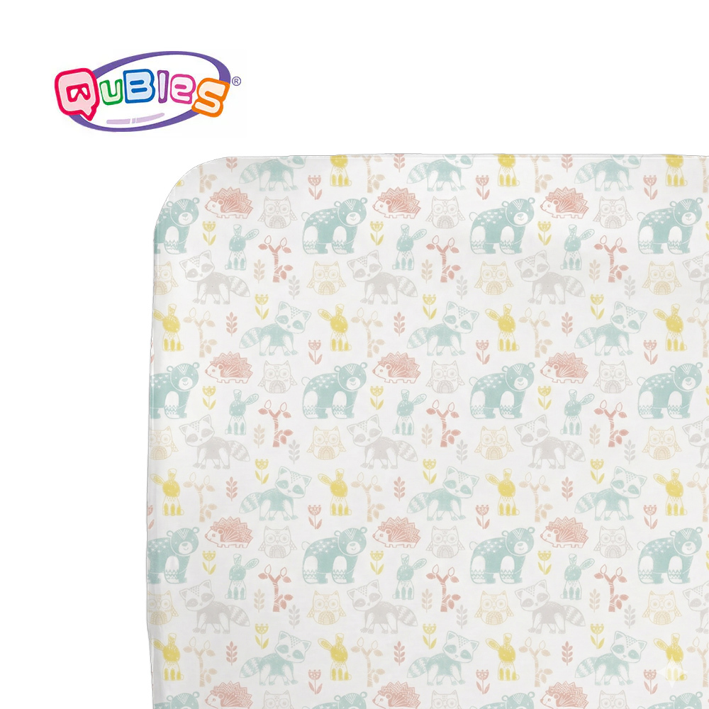 Qubies 純棉透氣嬰兒床包 動物森林