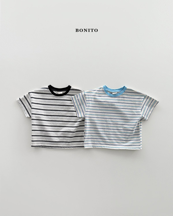 正韓夏Bonito 嫩嬰/小童兩色條紋拼接上衣