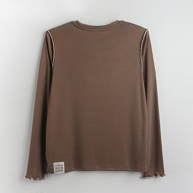女裝 圓領長袖上衣 咖啡
