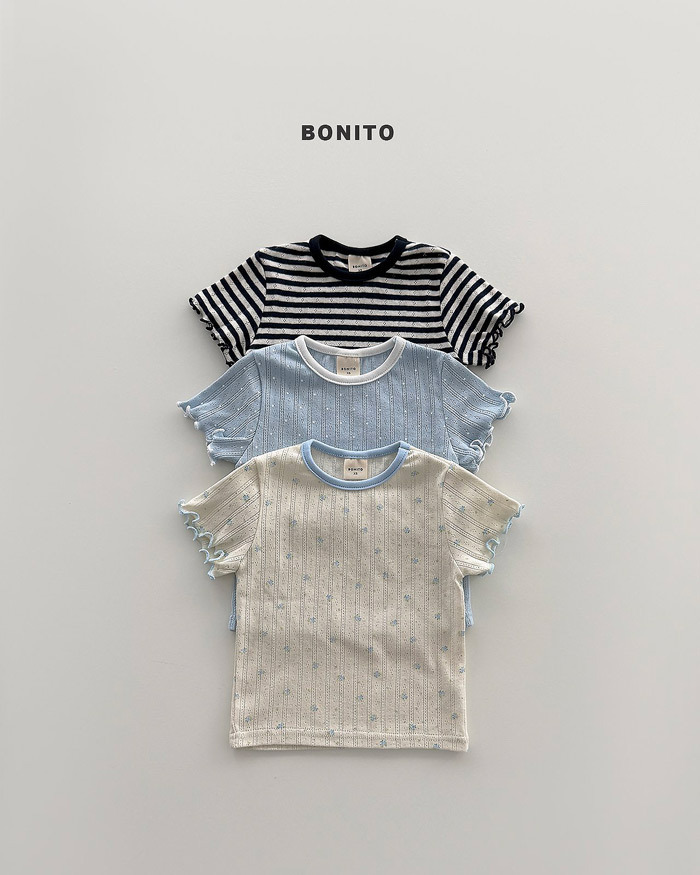 正韓夏Bonito 嫩嬰/小童三色捲邊日常上衣
