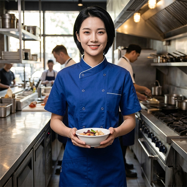 透氣短袖專業廚師工作服