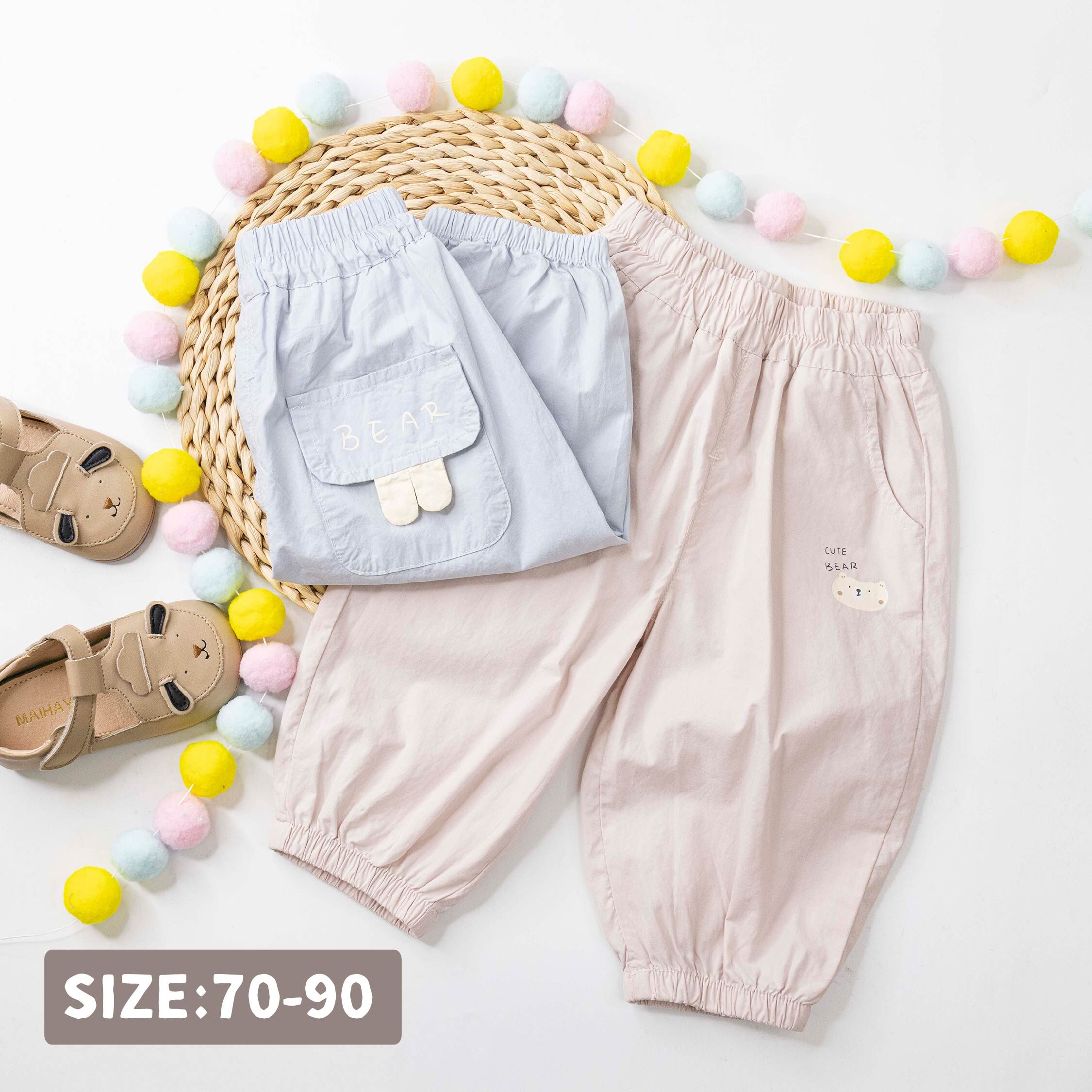 童趣小熊造型口袋縮口褲＊二色 (H60048)