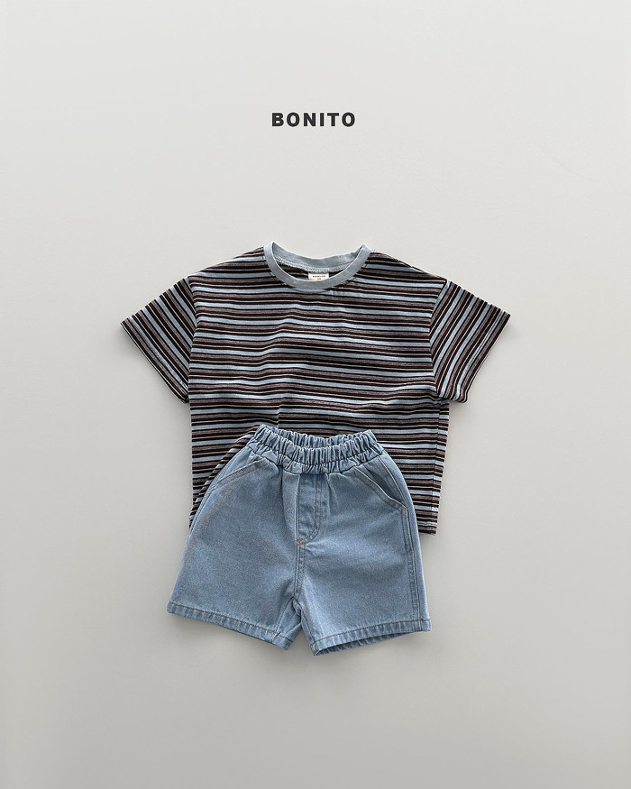 正韓夏Bonito 嫩嬰/小童兩色撞色條紋上衣