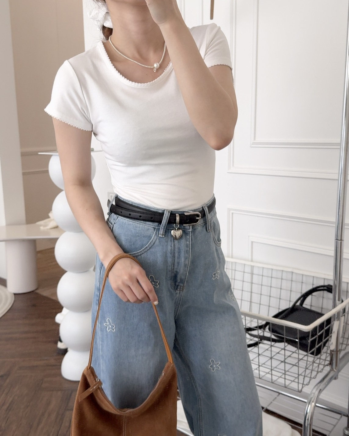 法朵Fado shop｜蕾絲滾邊縮腰短T 021B093 四色