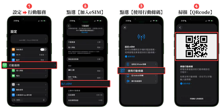 掃描加入eSIM的步驟