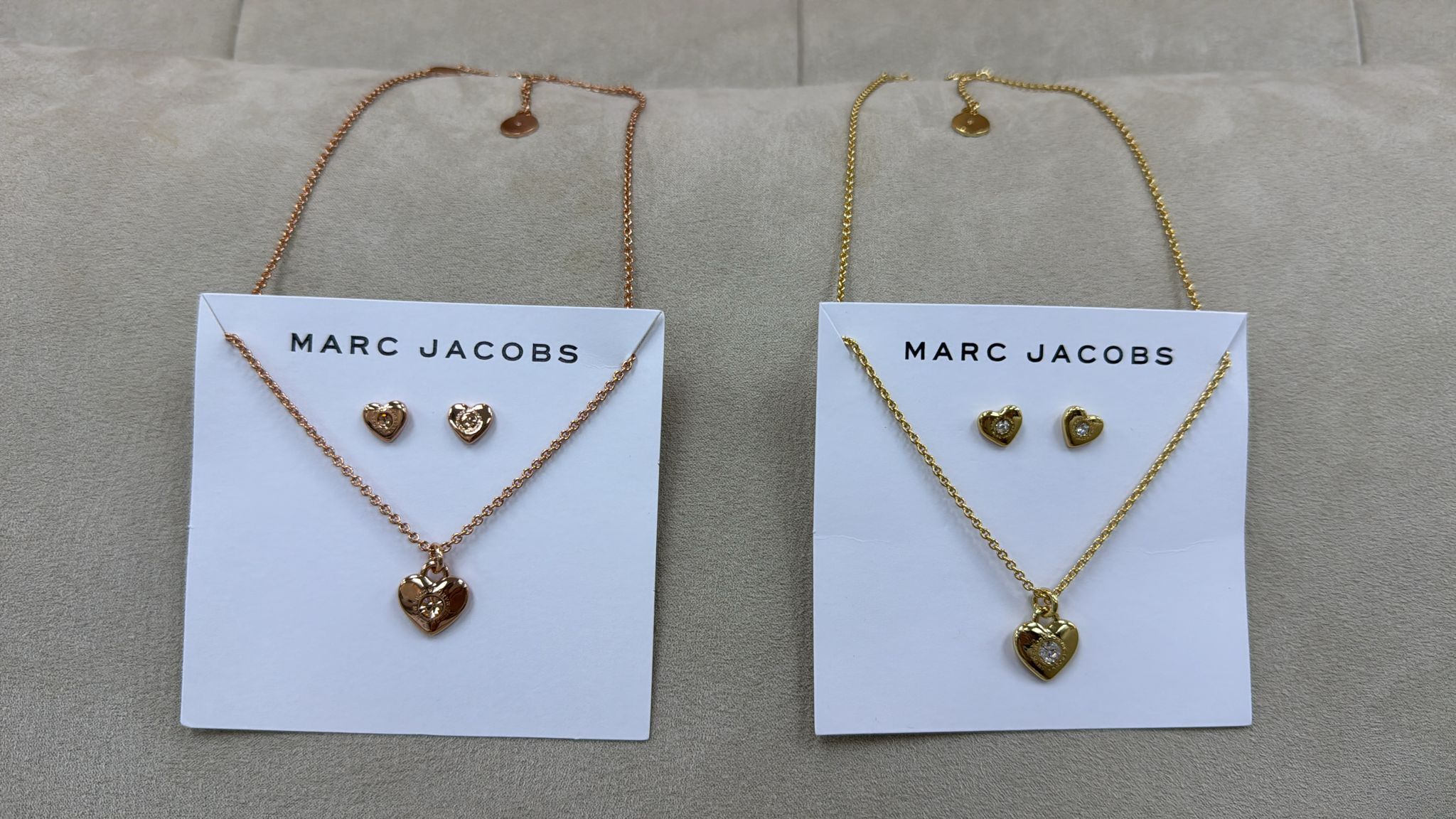 LYS01590 MARC JACOBS 心心水鑽頸鏈耳環 SET