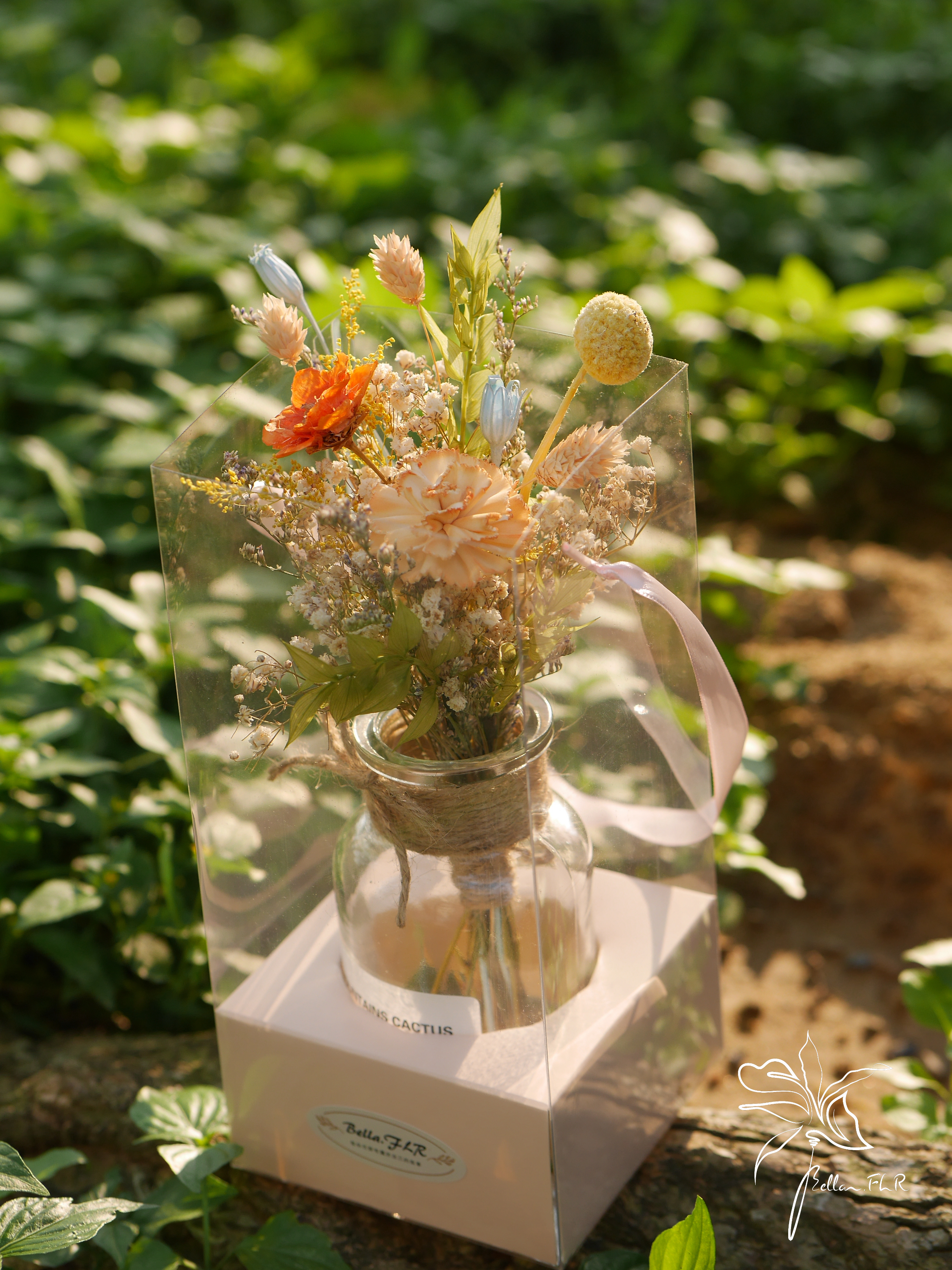 【馨中所想】索拉康乃馨花束玻璃瓶提盒