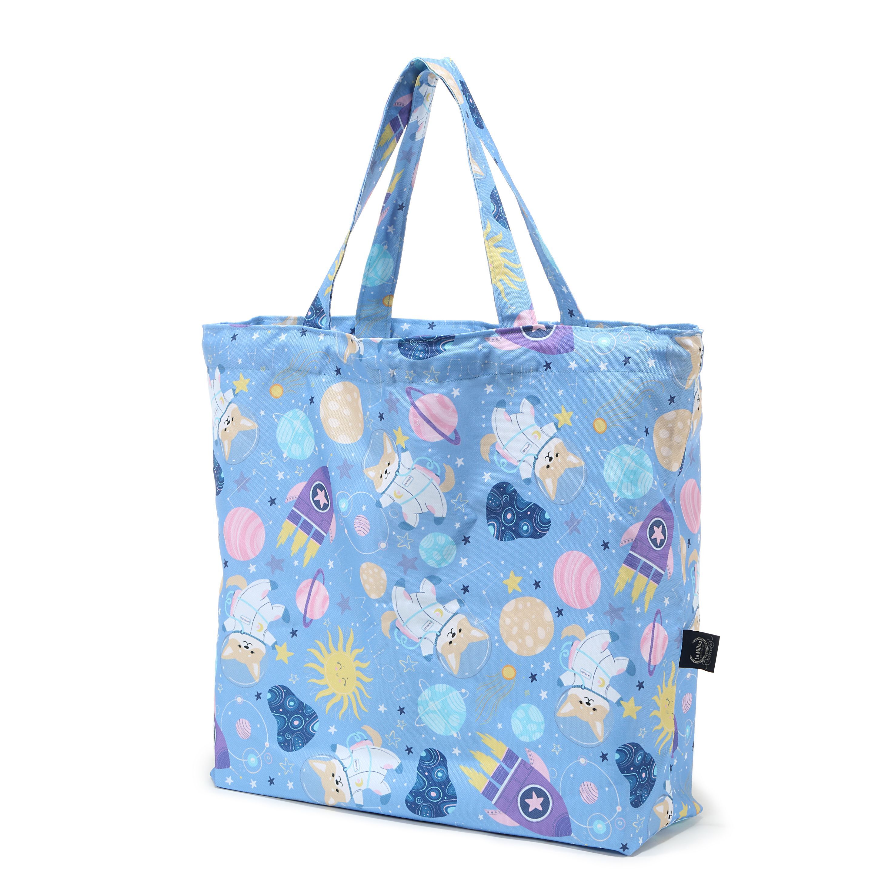 La Millou波蘭 FEERIA 多功能時尚媽媽束口購物袋｜星空胖柯基(藍底)
