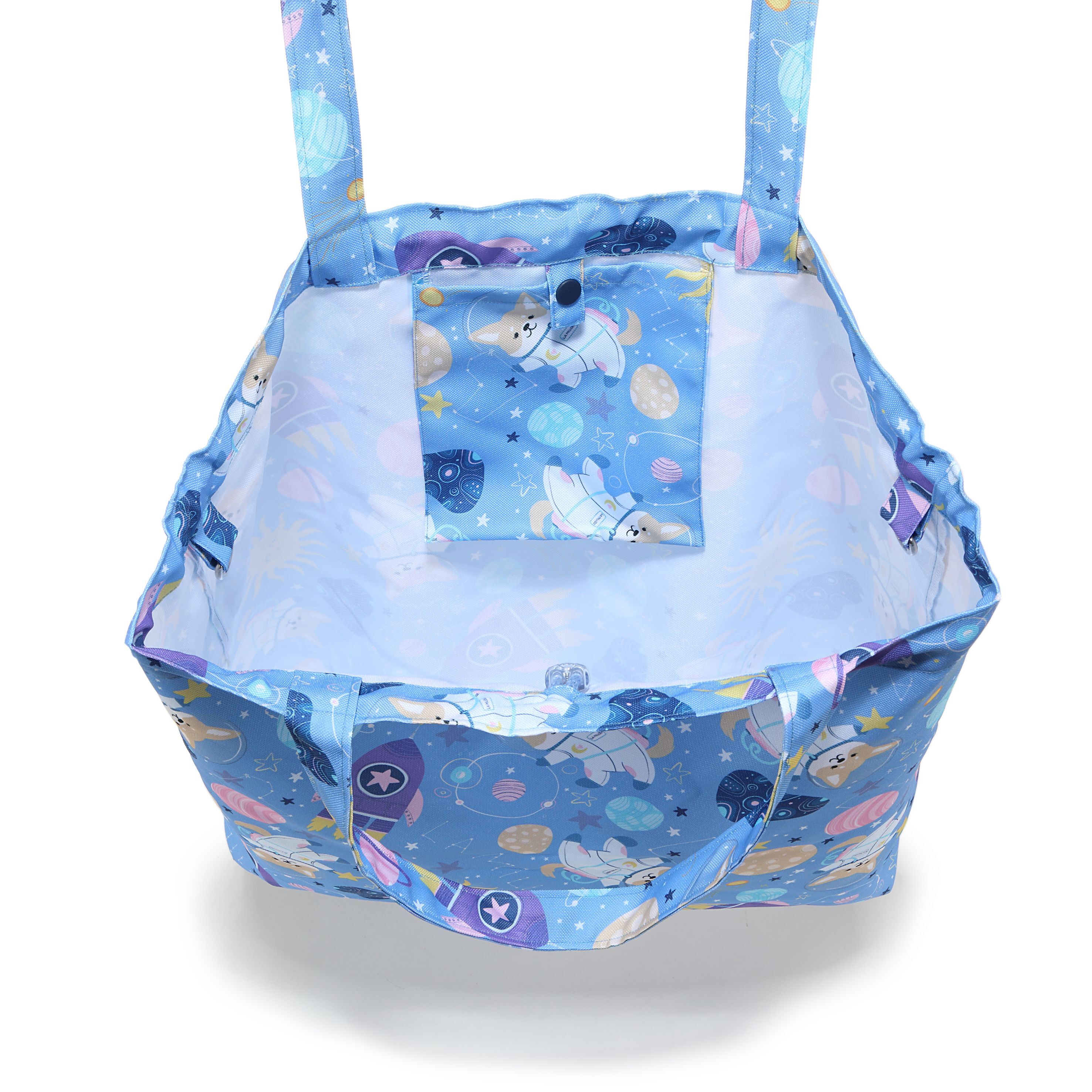 La Millou波蘭 FEERIA 多功能時尚媽媽束口購物袋｜星空胖柯基(藍底)