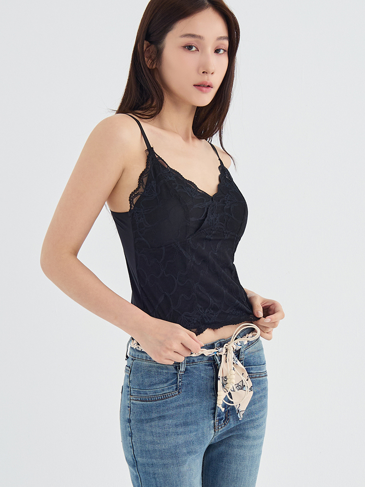 法式蕾絲可調肩帶小可愛(2605)